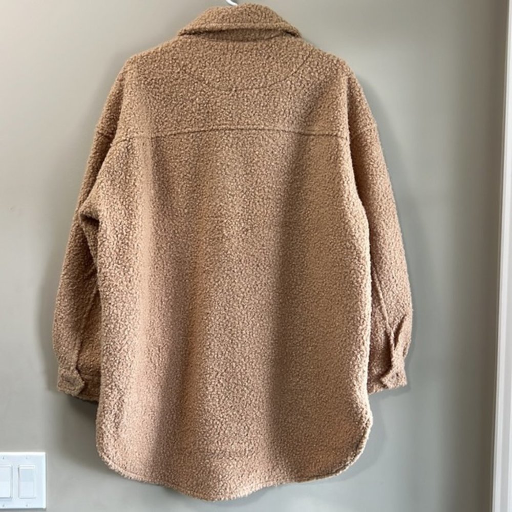 NWT Only Tan Teddy Style Long Sherpa Jacket Size Large - Picture 2 of 9